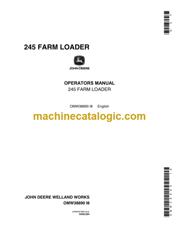 John Deere 245 Farm Loader Operator's Manual (OMW38890)