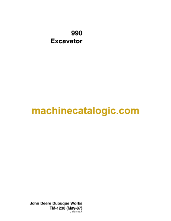 John Deere 990 Excavator Technical Manual (TM1230)