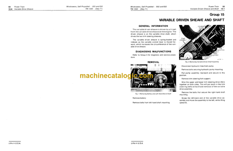 John Deere 800 and 830 Self-Propelled Windrowers Technical Manual (TM1050)