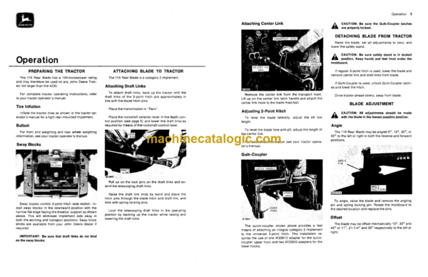 John Deere 115 Rear Blade Operator's Manual (OMW21330)