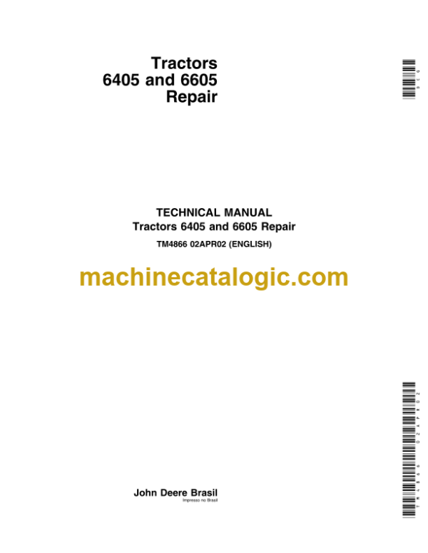 John Deere 6405 and 6605 Tractors Repair Technical Manual (TM4866)