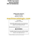 John Deere 1070D Harvester Operator's Manual (OMF064366)