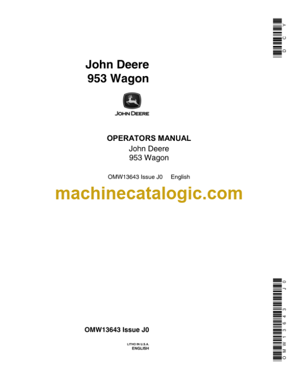 John Deere 953 Wagon Operator's Manual (OMW13643)