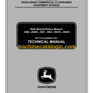 John Deere JS60 JS60H JS61 JS63 JS63H JS63E Walk-Behind Rotary Mowers Technical Manual (TM1710)