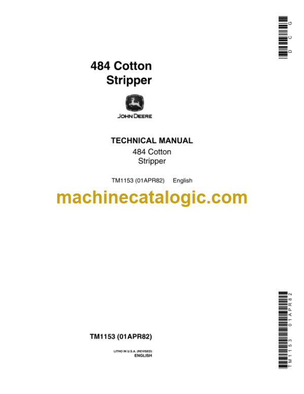 John Deere 484 Cotton Stripper Technical Manual (TM1153)