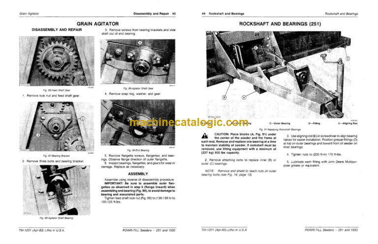 John Deere 251 and 1550 Power Till Seeders Technical Manual (TM1201)