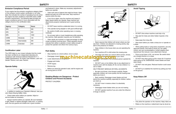 John Deere 1948GV HV, 2148HV, 2354HV and 2554HV Sabre Yard and Garden Tractors Operator's Manual (OMM141871D0)