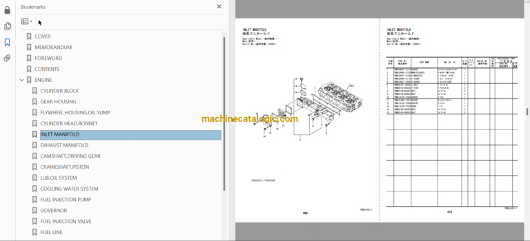 Hitachi ZX60-5G Hydraulic Excavator Parts Catalog & Engine Parts Catalog & Equipment Components Parts Catalog