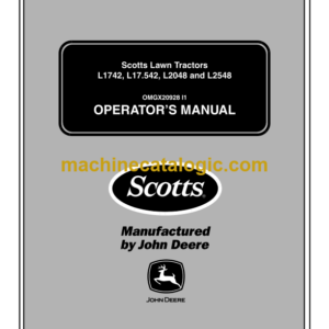 John Deere L1742, L17.542, L2048 and L2548 Scotts Lawn Tractors Operator's Manual (OMGX20928i1)