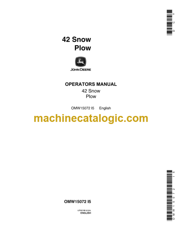 John Deere 42 Snow Plow Operator's Manual (OMW15072)
