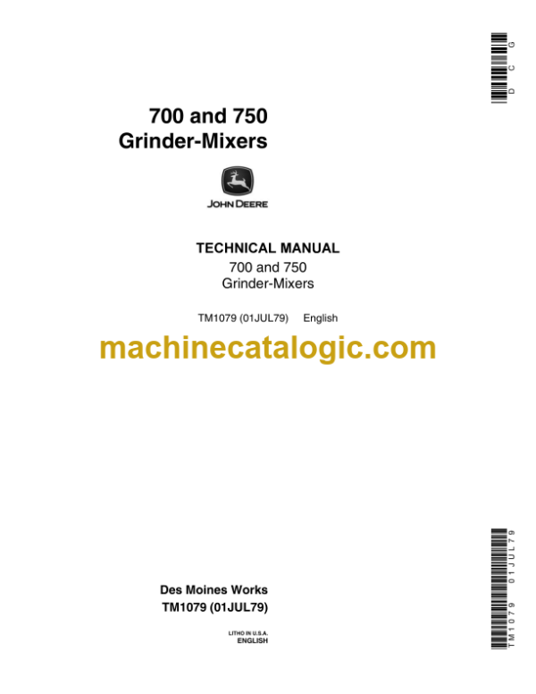 John Deere 700 and 750 Grinder-Mixers Technical Manual (TM1079)