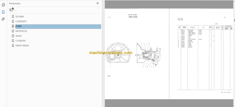 Hitachi EX100M Hydraulic Excavator Parts Catalog & Equipment Components Parts Catalog