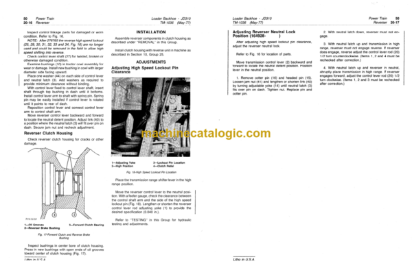 John Deere JD310 Loader Backhoe Loader Technical Manual (TM1036)