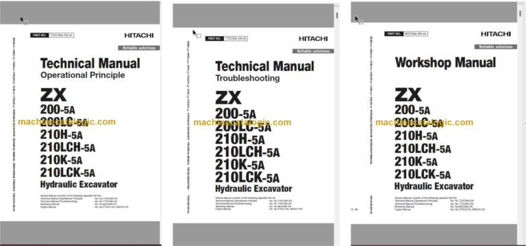 Hitachi ZX200-5A ZX200LC-5A ZX210H-5A ZX210LCH-5A ZX210K-5A ZX210LCK-5A Hydraulic Excavator Technical and Workshop Manual