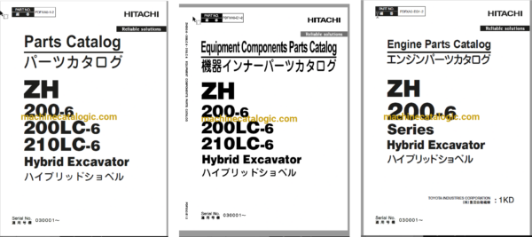 Hitachi ZH200-6 Hybrid Excavator Parts Catalog & Engine Parts Catalog & Equipment Components Parts Catalog