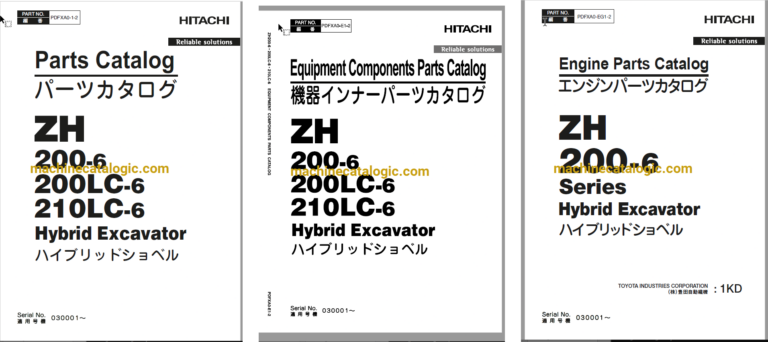 Hitachi ZH200-6 Hybrid Excavator Parts Catalog & Engine Parts Catalog & Equipment Components Parts Catalog