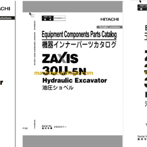 Hitachi ZX30U-5N Hydraulic Excavator Parts Catalog & Engine Parts Catalog & Equipment Components Parts Catalog