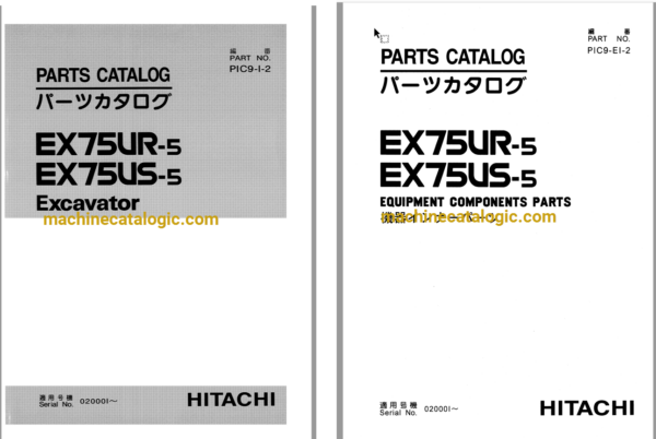 Hitachi EX75UR-5 EX75US-5 Excavator Parts Catalog & Equipment Components Parts Catalog