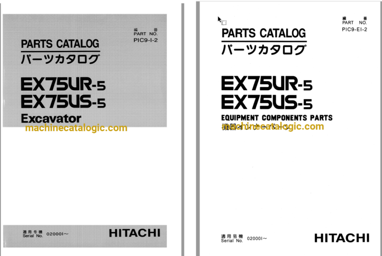 Hitachi EX75UR-5 EX75US-5 Excavator Parts Catalog & Equipment Components Parts Catalog