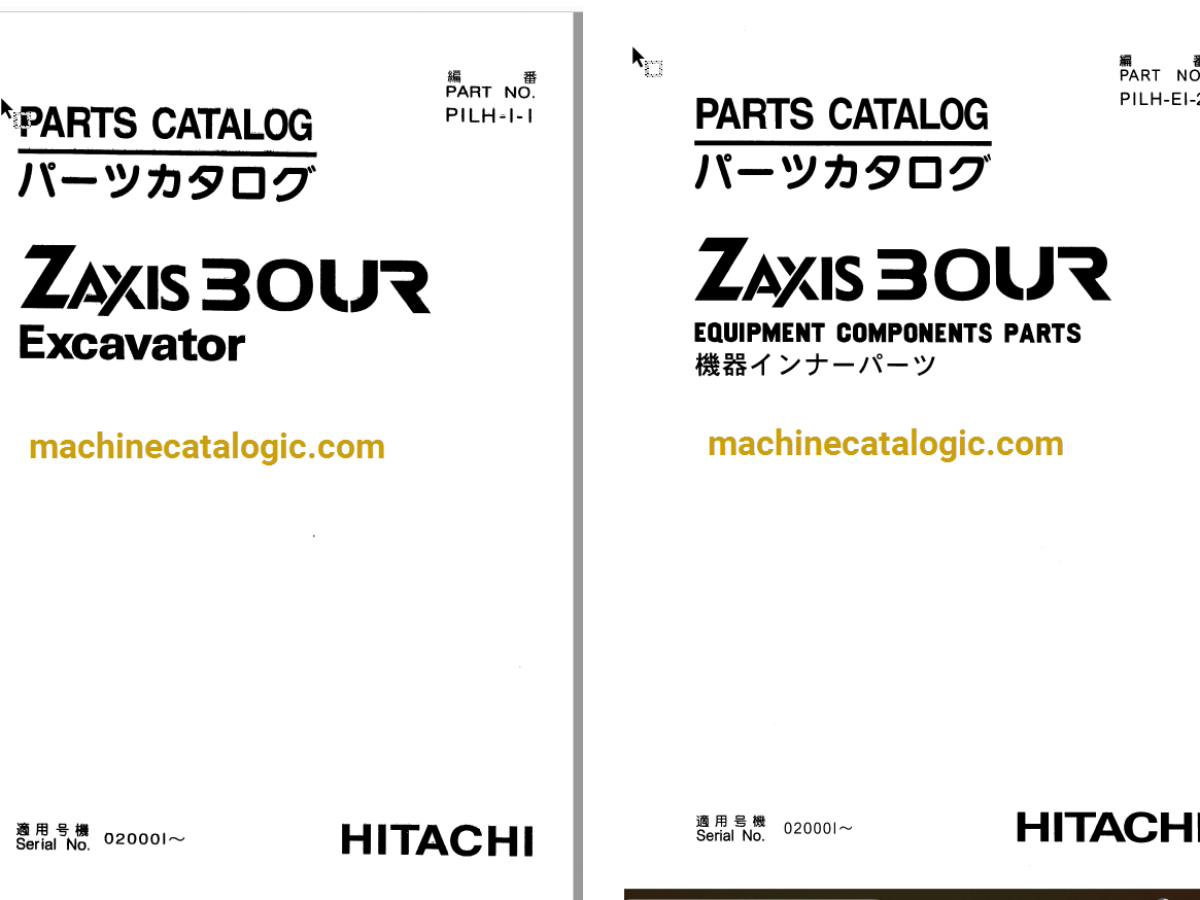 Hitachi ZX30UR Excavator Parts Catalog & Equipment
