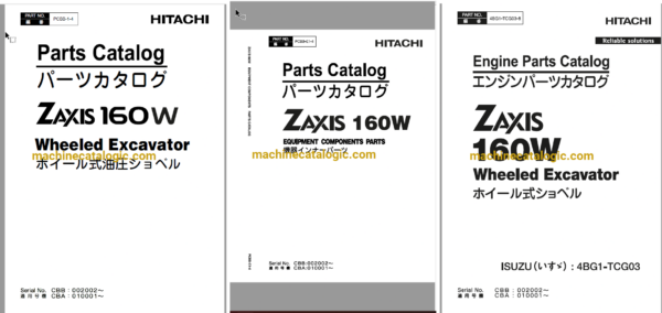 Hitachi ZX160W Wheeled Excavator Full Parts Catalog