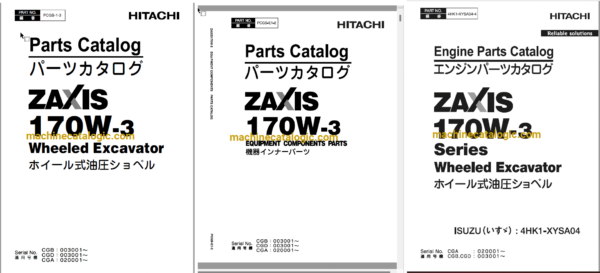 Hitachi ZX170W-3 Wheeled Excavator Full Parts Catalog