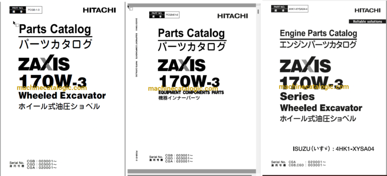 Hitachi ZX170W-3 Wheeled Excavator Full Parts Catalog
