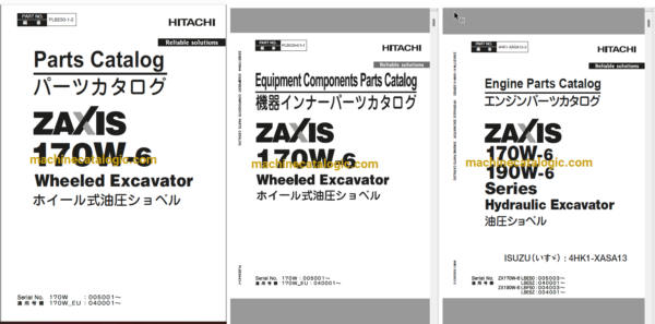 Hitachi ZX170W-6 Wheeled Excavator Full Parts Catalog