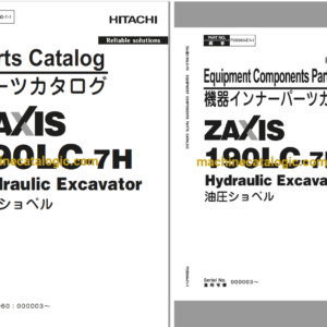 Hitachi ZX190LC-7H (NA Spec.) Hydraulic Excavator Parts and Equipment Components Parts Catalog