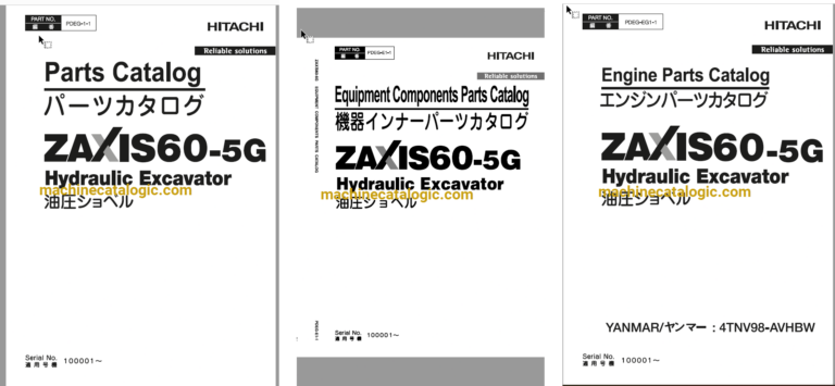 Hitachi ZX60-5G Hydraulic Excavator Parts Catalog & Engine Parts Catalog & Equipment Components Parts Catalog