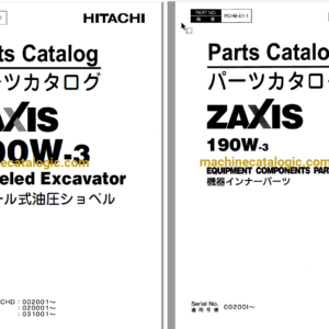 Hitachi ZX190W-3 Wheeled Excavator Parts and Equipment Components Parts Catalog