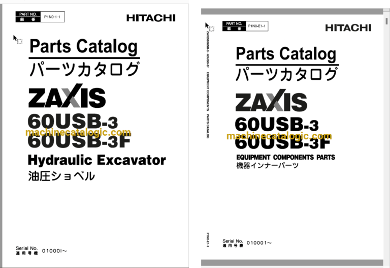 Hitachi ZX60USB-3 ZX60USB-3F Hydraulic Excavator Parts Catalog & Equipment Components Parts Catalog