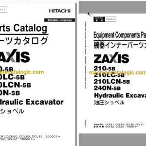 Hitachi ZX210-5B ZX210LC-5B ZX210LCN-5B ZX240N-5B Hydraulic Excavator Parts and Equipment Components Parts Catalog