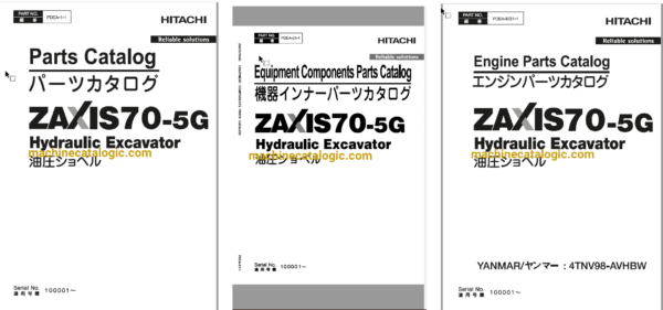 Hitachi ZX70-5G Hydraulic Excavator Parts Catalog & Engine Parts Catalog & Equipment Components Parts Catalog Hitachi ZX70-5G Hydraulic Excavator INDEX: