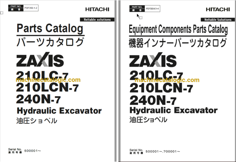 Hitachi ZX210LC-7 ZX210LCN-7 ZX240N-7 Hydraulic Excavator Parts and Equipment Components Parts Catalog