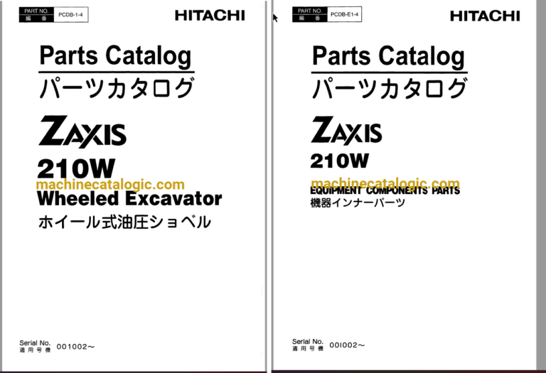 Hitachi ZX210W Wheeled Excavator Parts and Equipment Components Parts Catalog