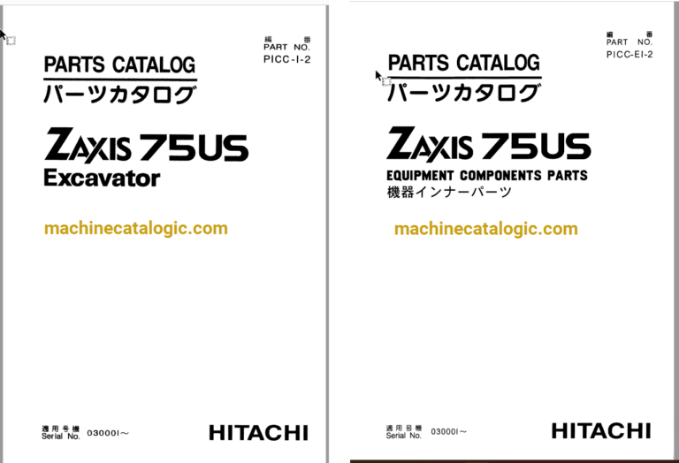 Hitachi ZX75US Excavator Parts Catalog & Equipment Components Parts Catalog
