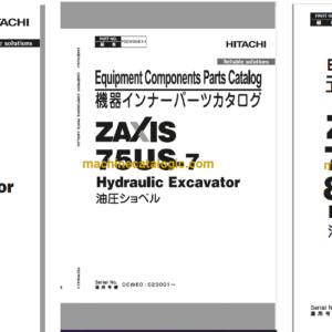 Hitachi ZX75US-7 Hydraulic Excavator Parts Catalog & Engine Parts Catalog & Equipment Components Parts Catalog