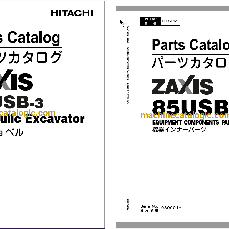 Hitachi ZX85USB-3 Hydraulic Excavator Parts Catalog