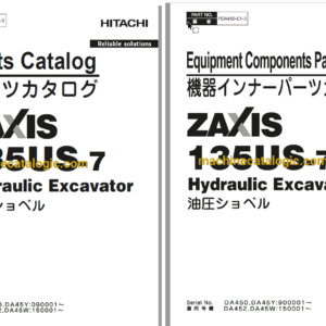 Hitachi ZX135US-7 Hydraulic Excavator Parts and Equipment Components Parts Catalog Hitachi ZX135US-7 Hydraulic Excavator INDEX: