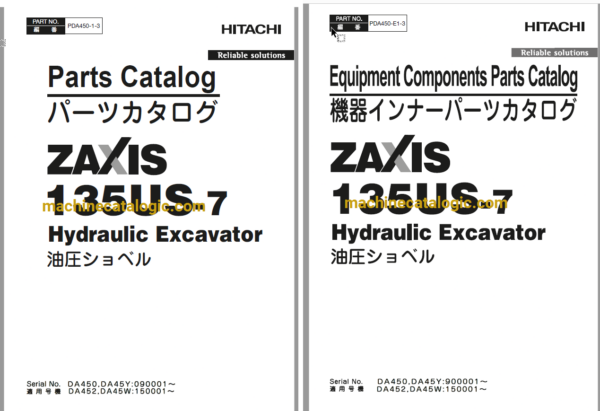 Hitachi ZX135US-7 Hydraulic Excavator Parts and Equipment Components Parts Catalog Hitachi ZX135US-7 Hydraulic Excavator INDEX: