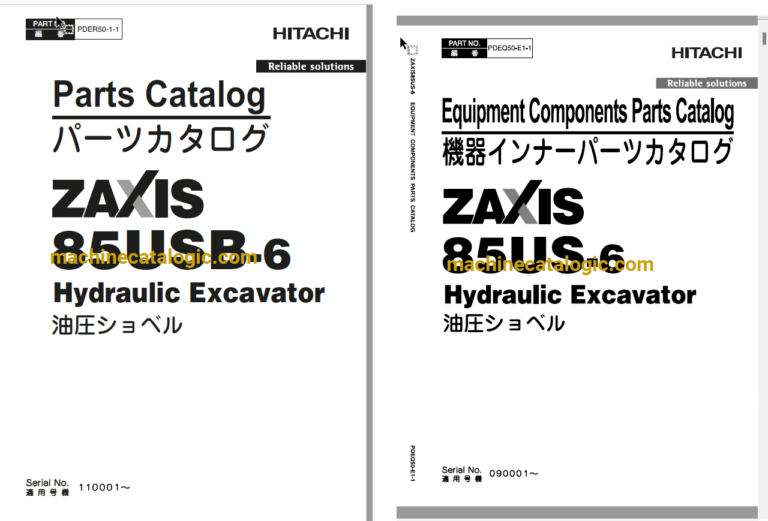 Hitachi ZX85USB-6 Hydraulic Excavator Parts Catalog & Equipment Components Parts Catalog