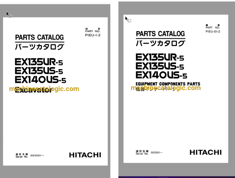 Hitachi EX135UR-5 EX135US-5 EX140US-5 Excavator Parts Catalog & Equipment Components Parts Catalog