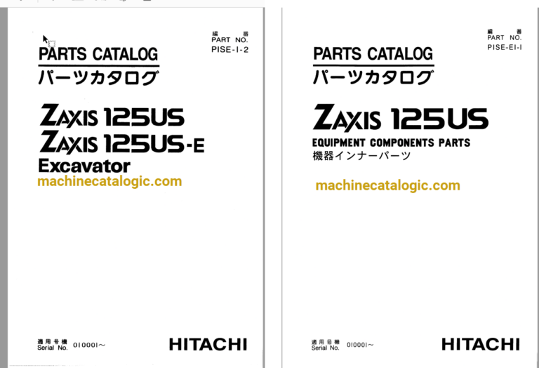 Hitachi ZX125US ZX125US-E Excavator Parts Catalog & Equipment Components Parts Catalog