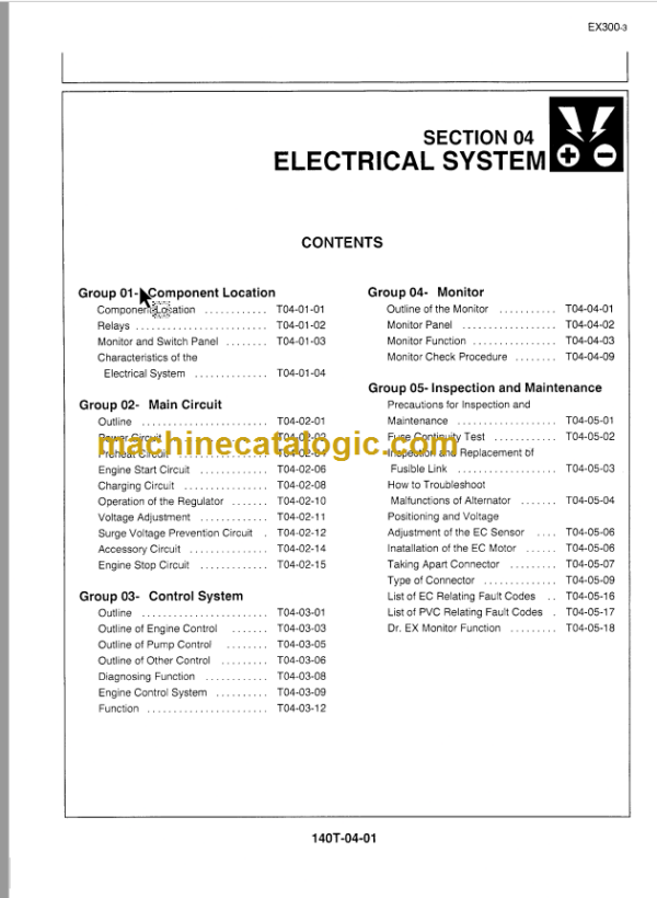 Hitachi EX300-3 Excavator Technical and Workshop Manual