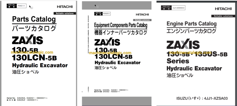 Hitachi ZX130-5B ZX130LCN-5B Hydraulic Excavator Parts Catalog & Engine Parts Catalog & Equipment Components Parts Catalog