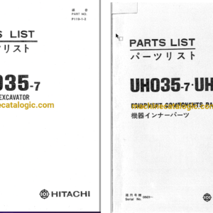 Hitachi UH035-7 UH043 Hydraulic Excavator Parts Catalog & Equipment Components Parts Catalog