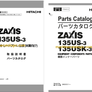 Hitachi ZX135US-3 ZX135USK-3 Excavator Parts Catalog & Equipment Components Parts Catalog