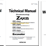 Hitachi ZX200 ZX225USR ZX225US ZX230 ZX270 Excavator Technical and Workshop Manual