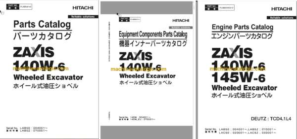 Hitachi ZX140W-6 Wheeled Excavator Full Parts Catalog